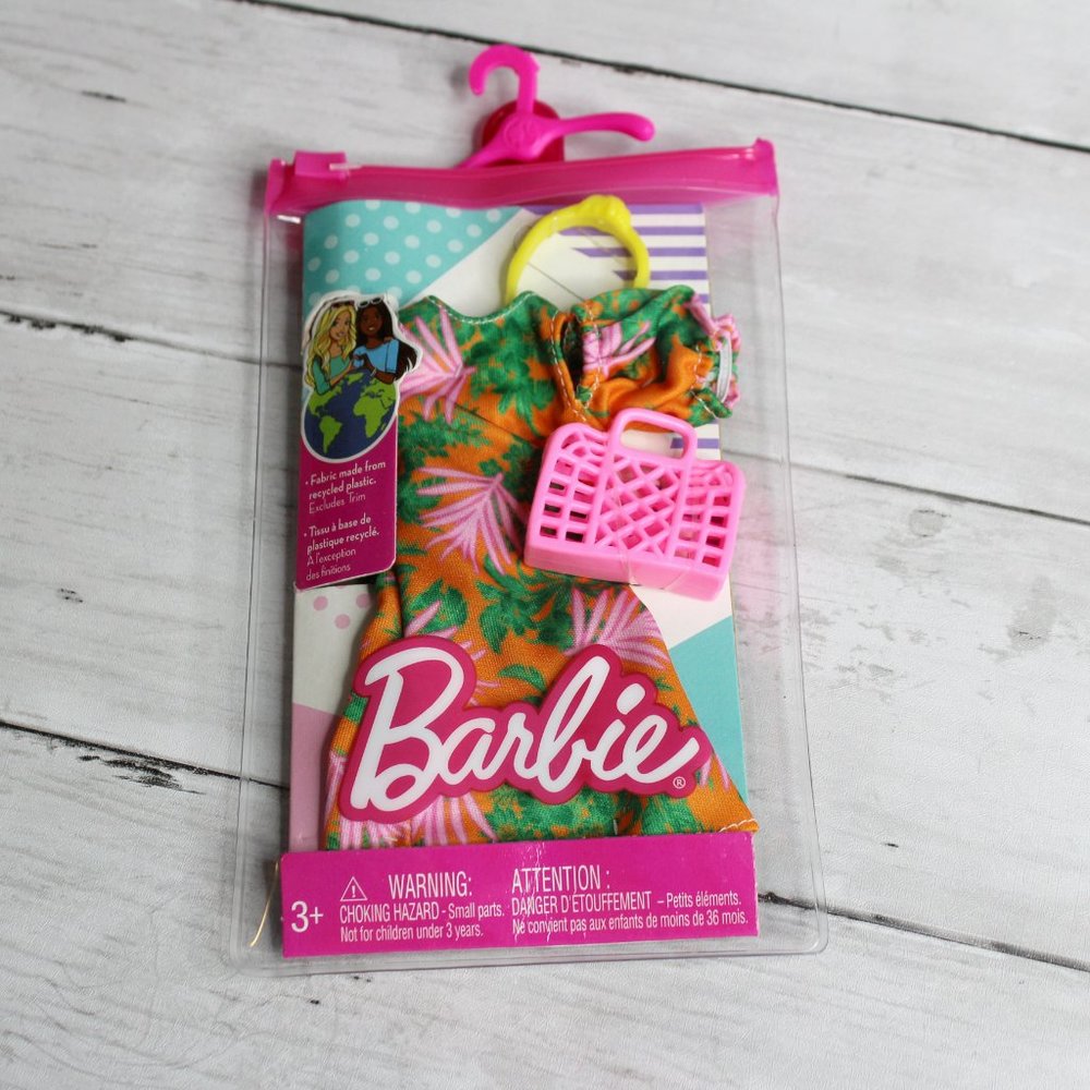 Barbie Doll Fashion Clothes Dress Tote Bag Hair Accessory Clothing Set